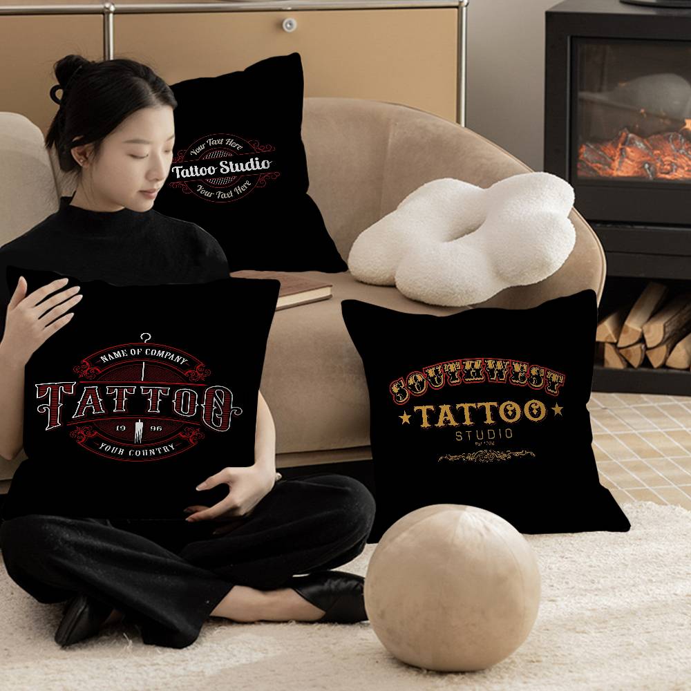 Home Textiles Logo - Tattoo Shop Logo Cushion Cover Polyester