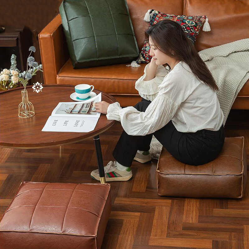 Floor Cushion Pouf - Moroccan PU Leather Pouf Floor Cushion
