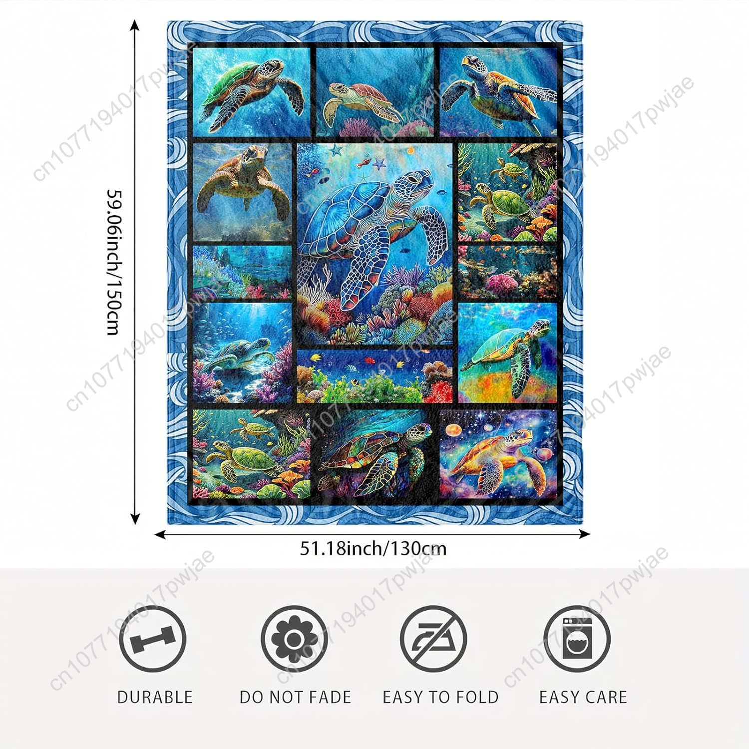 Sea Turtle Flannel Throw Blank – Home Textiles & Furnishings recenzja i cena