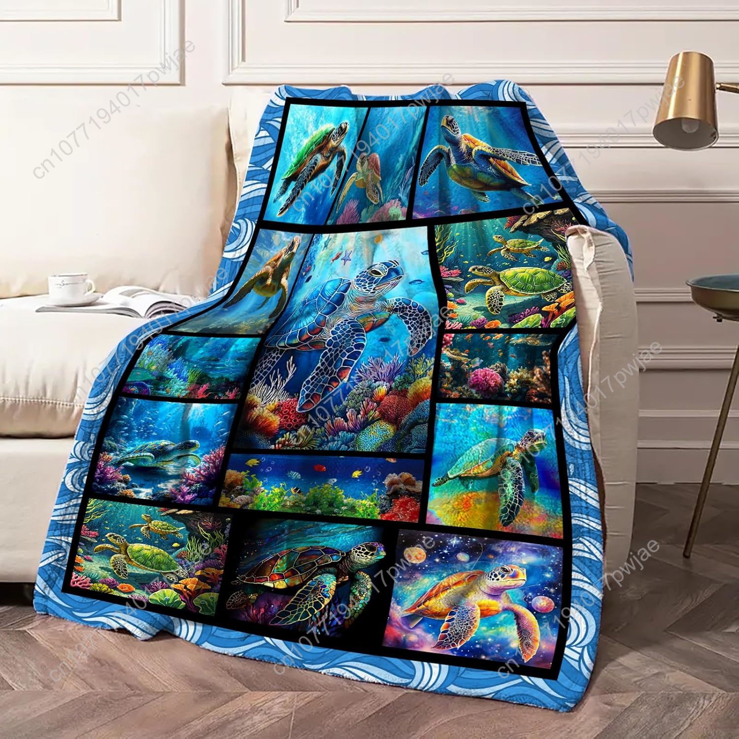 Sea Turtle Flannel Throw Blank – Home Textiles & Furnishings recenzja i cena