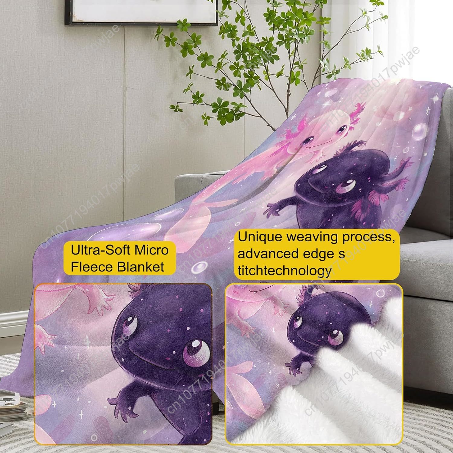 Axolotl Blanket Cute Axolotls  – Home Textiles & Furnishings recenzja i cena