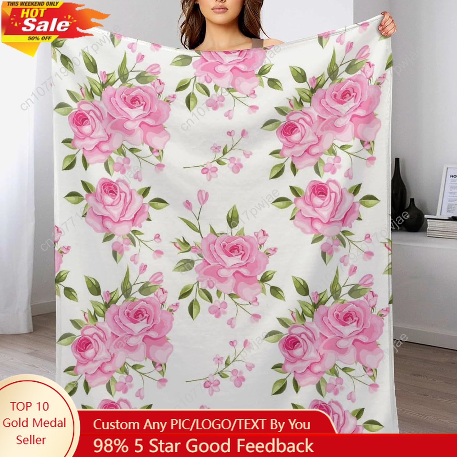 Pink Flower Throw Blanket Flor – Home Textiles & Furnishings recenzja i cena