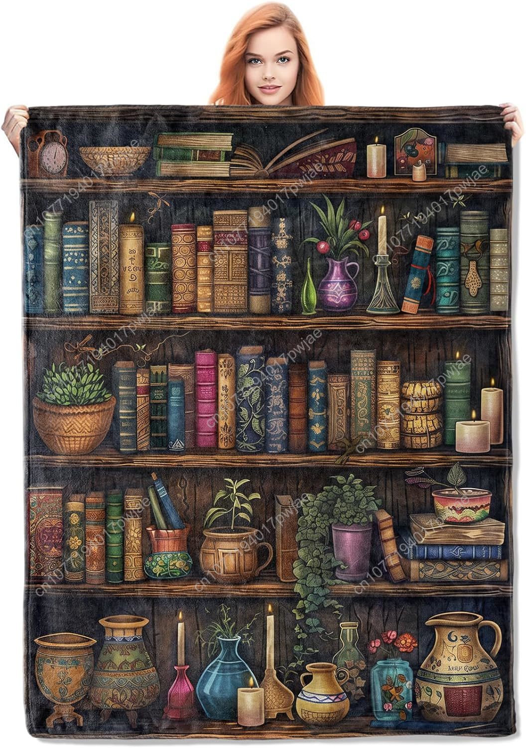 Vintage Bookshelf Blanket Read – Home Textiles & Furnishings recenzja i cena