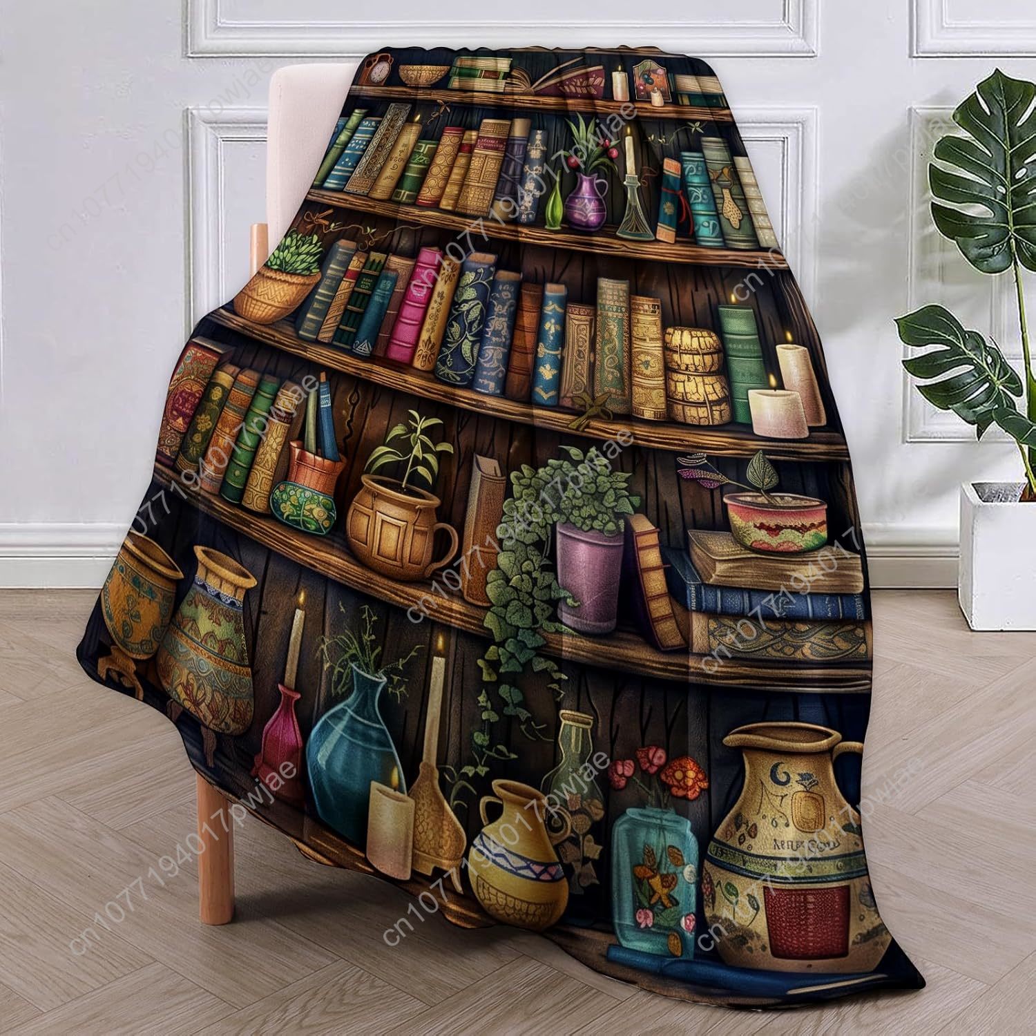 Vintage Bookshelf Blanket Read – Home Textiles & Furnishings recenzja i cena