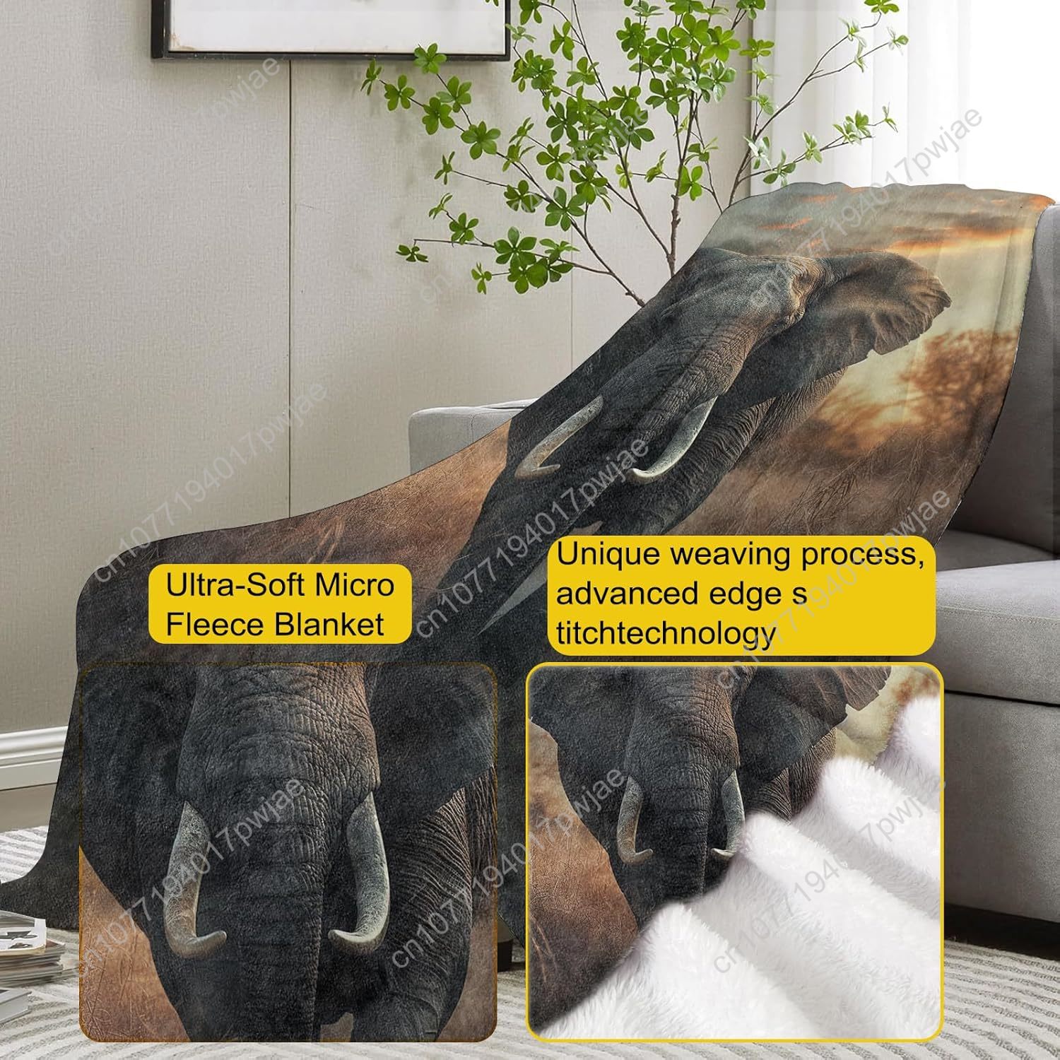 Elephant Fleece Blanket, Reali – Home Textiles & Furnishings recenzja i cena