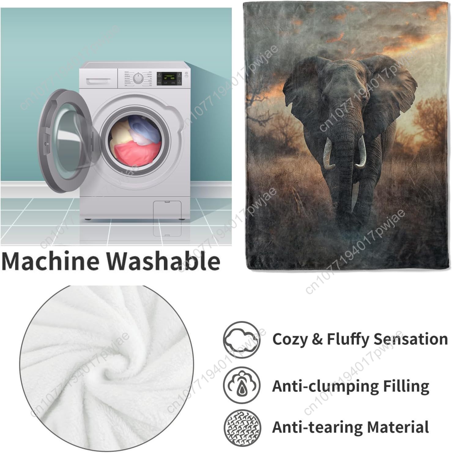 Elephant Fleece Blanket, Reali – Home Textiles & Furnishings recenzja i cena