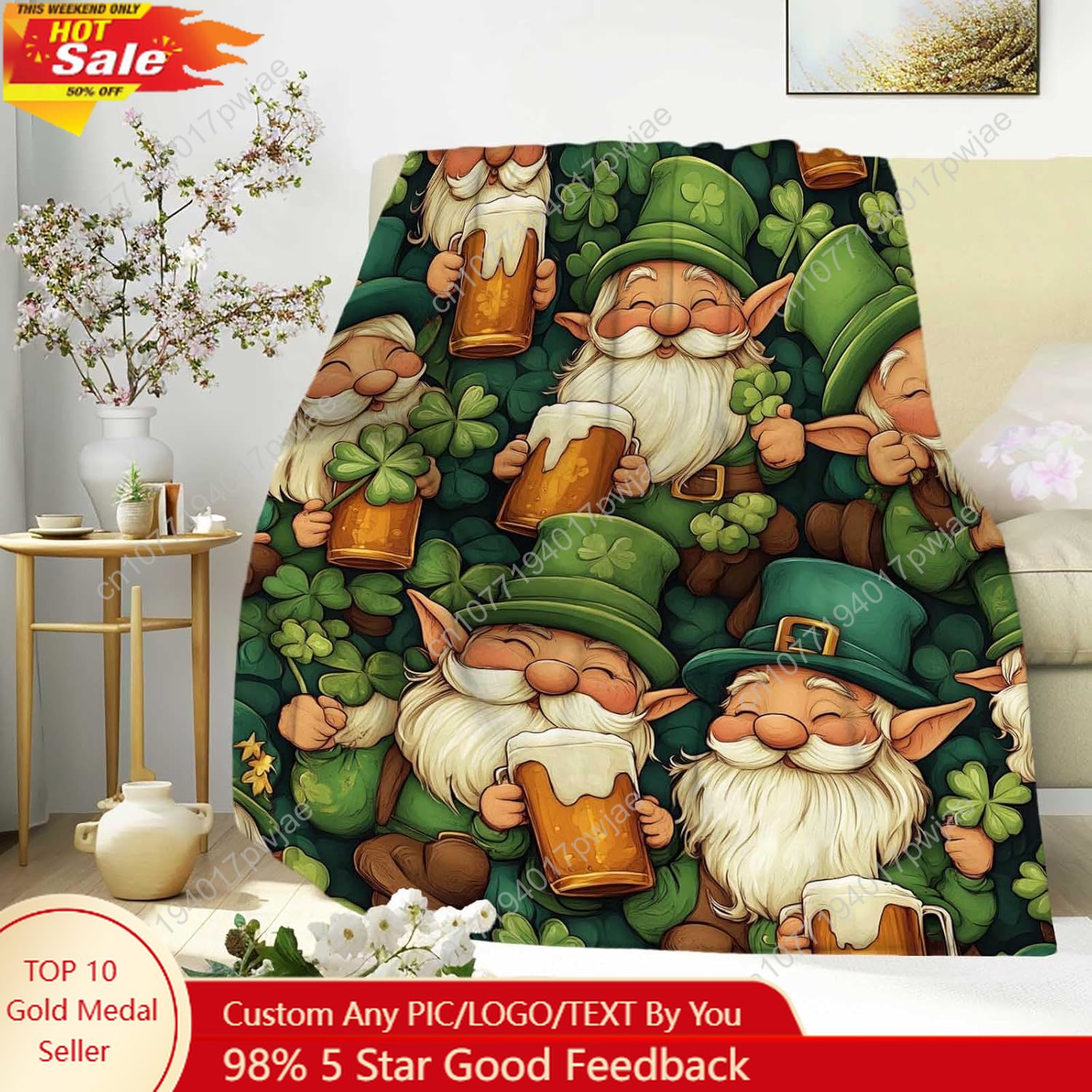 St. Patrick’s Day Gnome Throw  – Home Textiles & Furnishings recenzja i cena