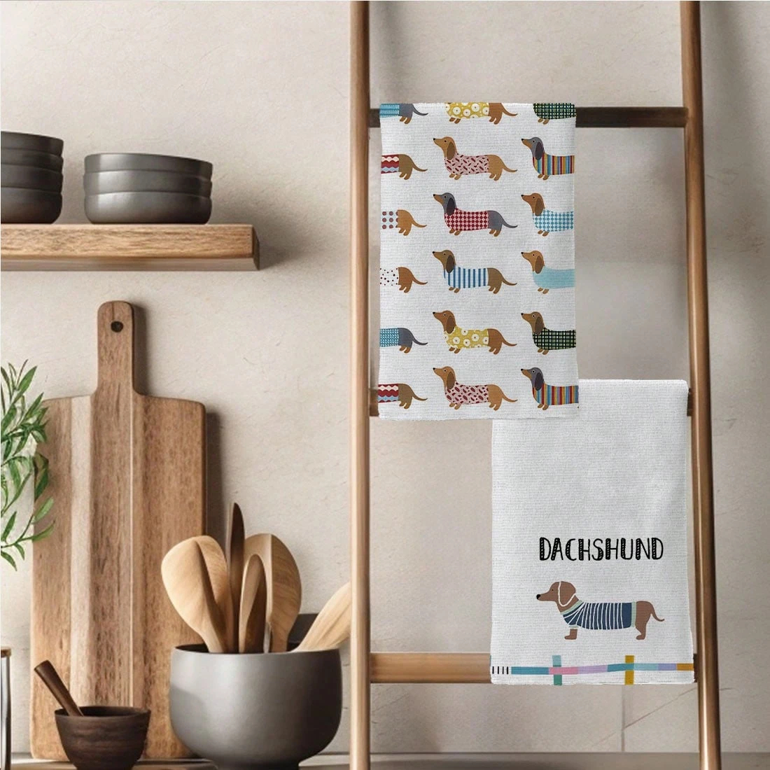 2PC Watercolor Cartoon Dachshu – Home Textiles Towel Set recenzja i cena
