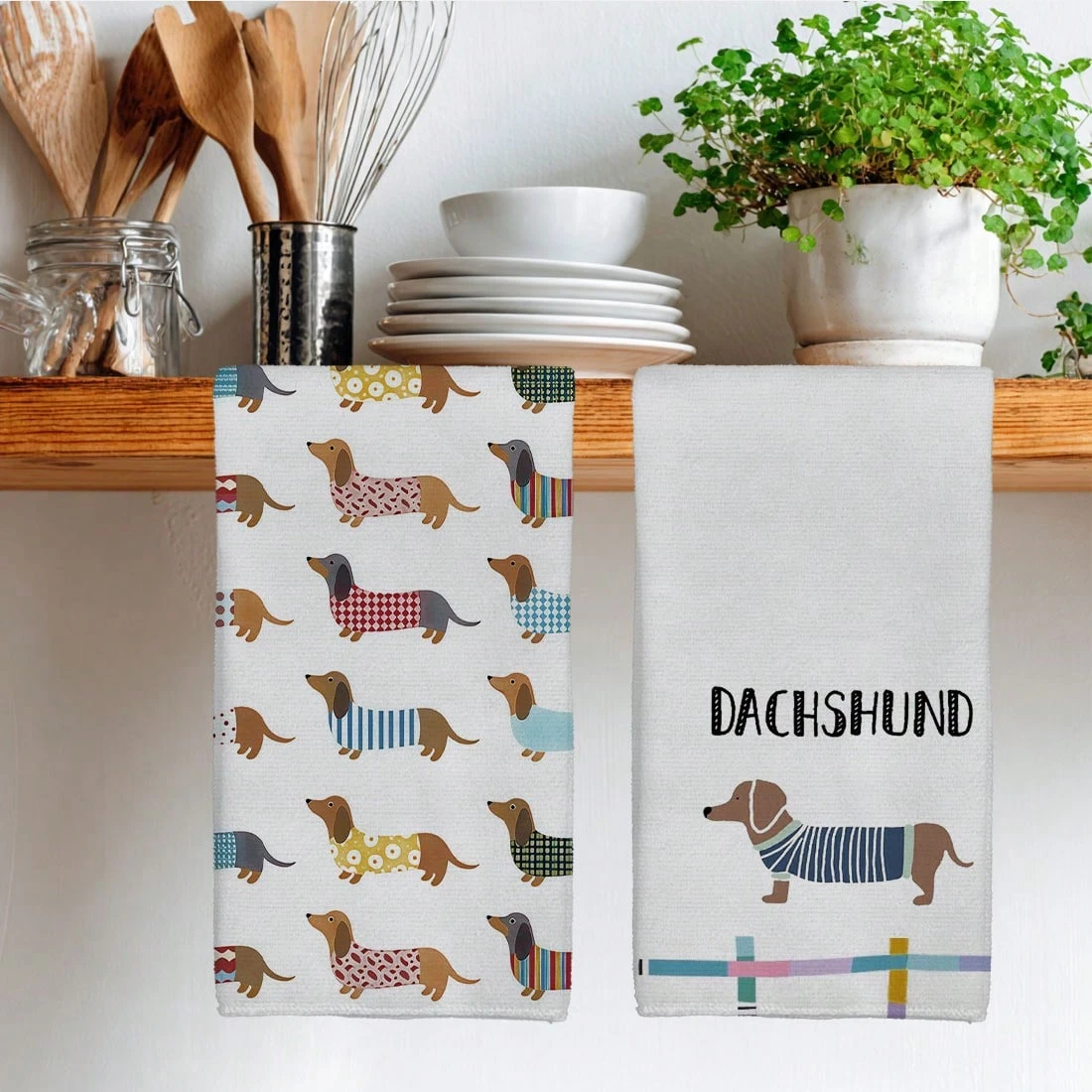 2PC Watercolor Cartoon Dachshu – Home Textiles Towel Set recenzja i cena