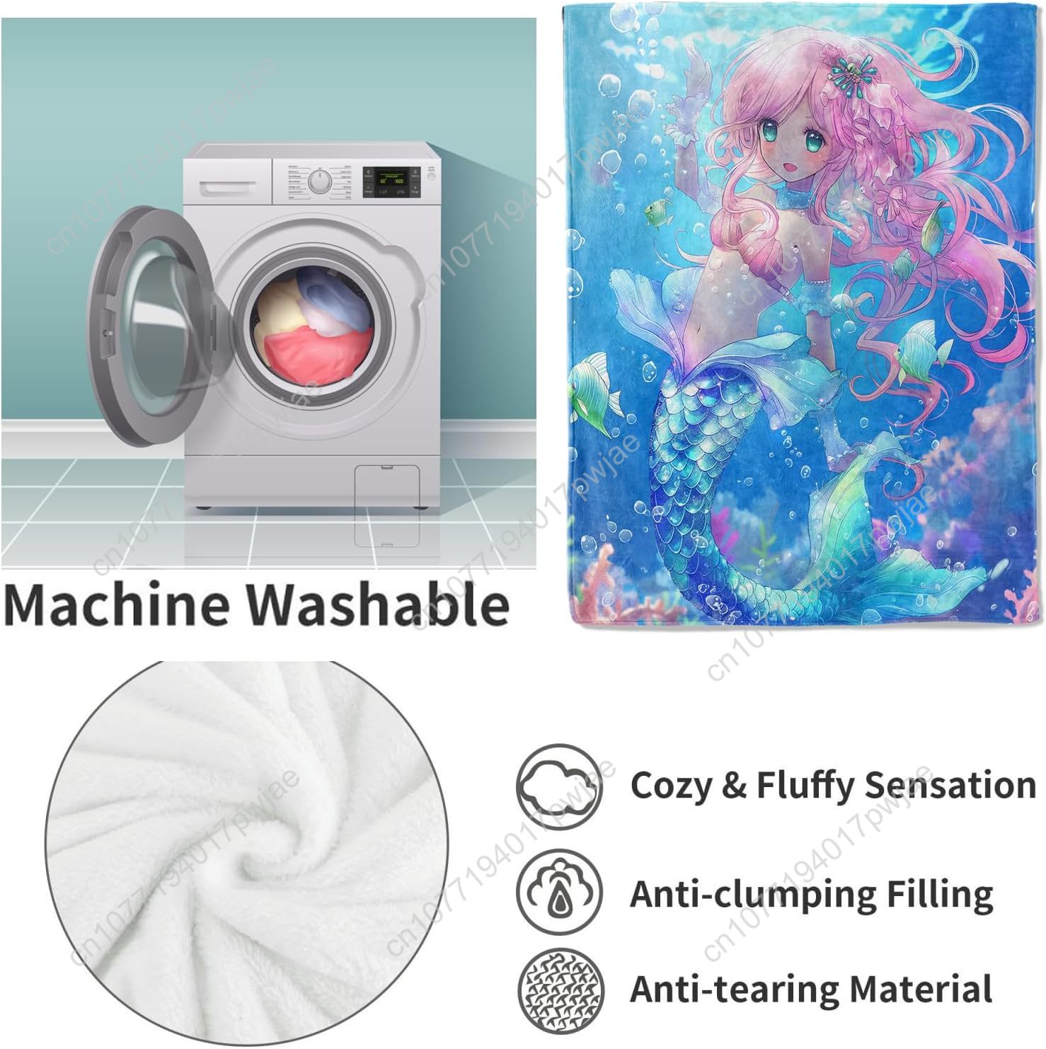Cute Mermaid Blanket Cartoon F – Home Textiles & Furnishings recenzja i cena