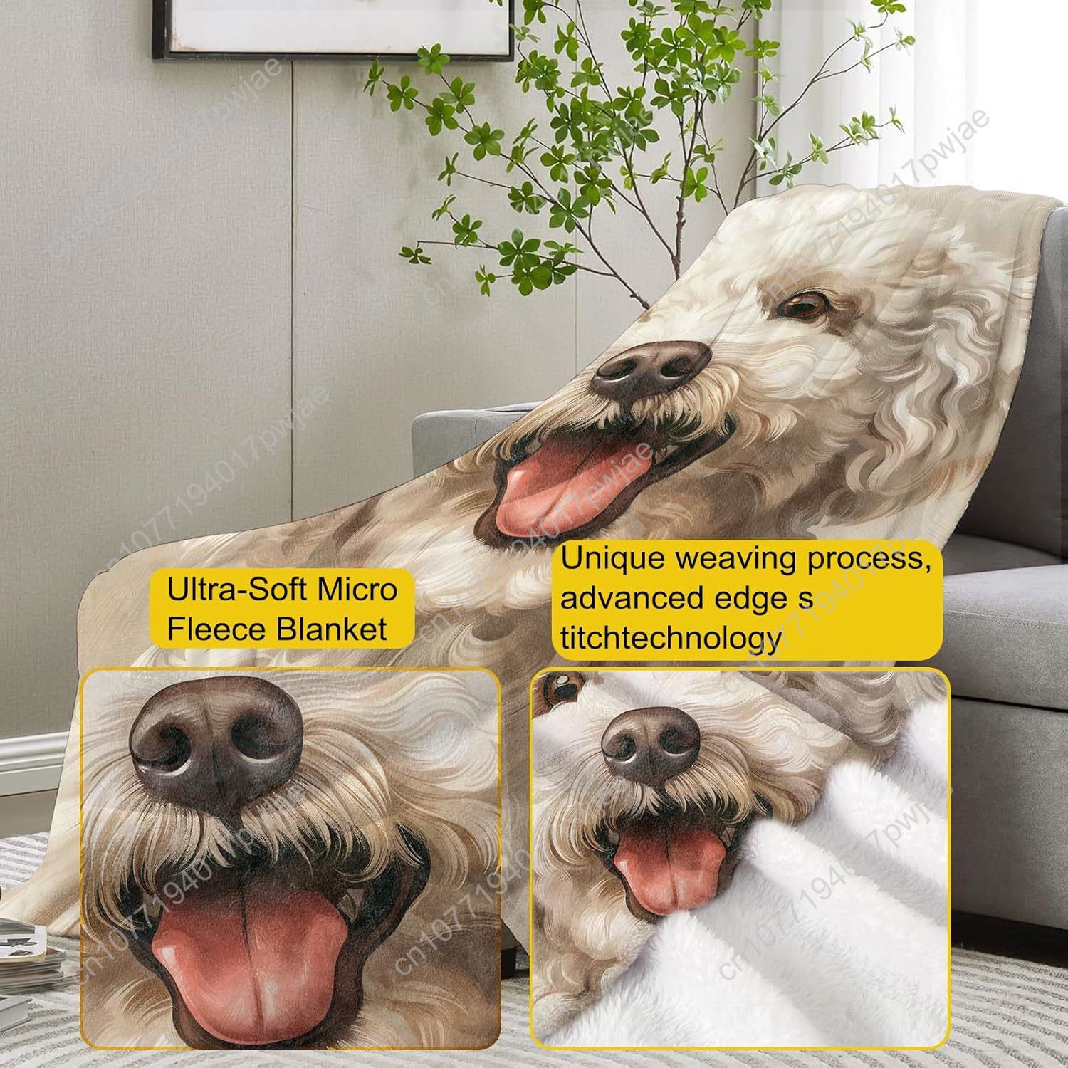 Joyful Poodle Portrait Blanket – Home Textiles & Furnishings recenzja i cena