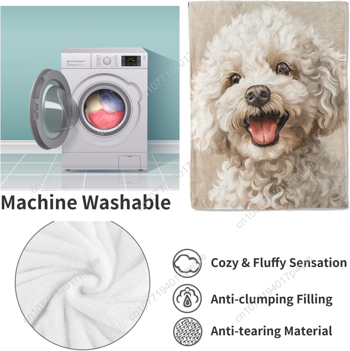 Joyful Poodle Portrait Blanket – Home Textiles & Furnishings recenzja i cena