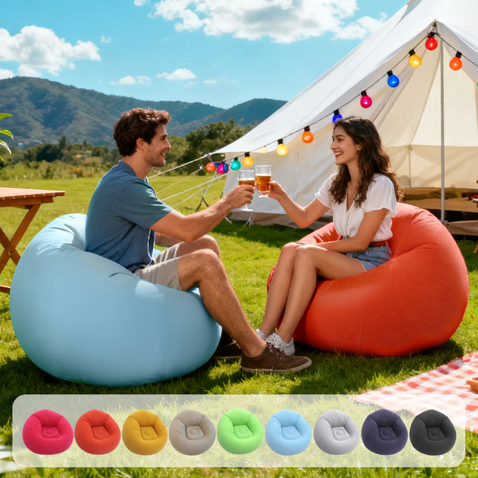 Large Lazy Inflatable Sofa Cha – Floor Cushion Pouf recenzja i cena