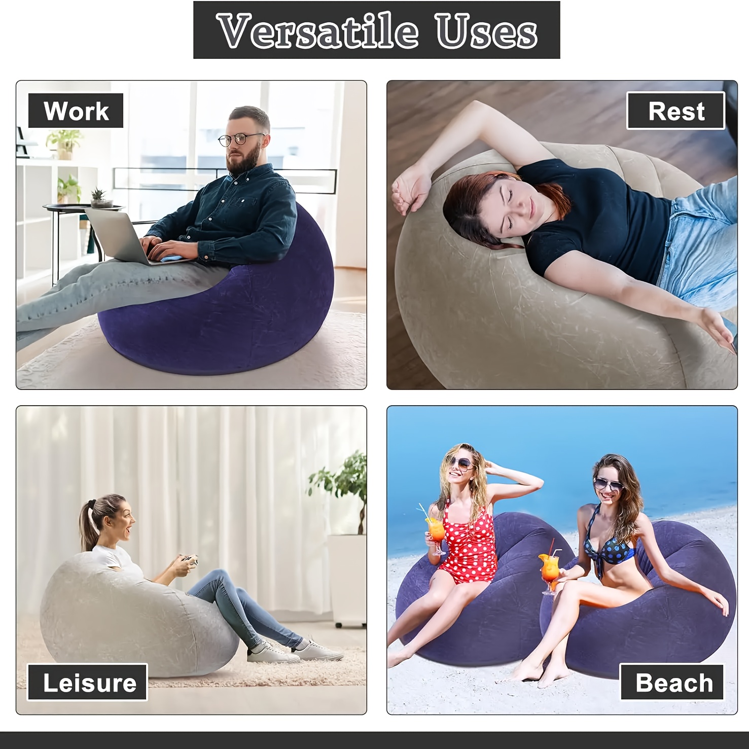 Large Lazy Inflatable Sofa Cha – Floor Cushion Pouf recenzja i cena